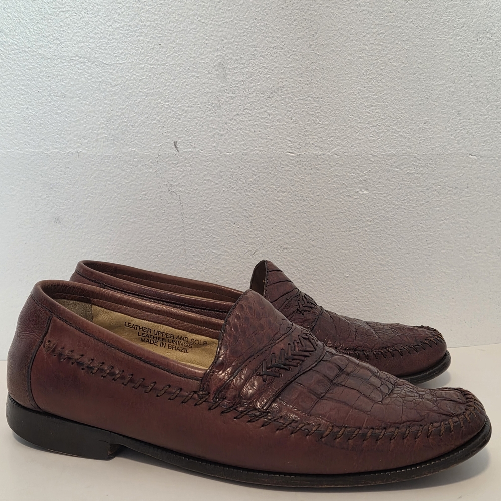 Genuine Caiman Alligator Imperial Loafers Brown Florsheim Imperial Mens Sz 38D - Picture 7 of 16